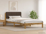 Bed Frame with Upholstered Headboard Whitewash and Taupe 904123