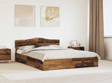 Bed Frame with Headboard Old Wood 140 x 190 cm Engineered Wood 3413200