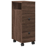 Narrow Bathroom Cabinet with Wheels Brown Oak Engineered Wood 855238