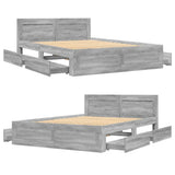 Bed Frame with Headboard without Mattress Grey Sonoma 140x200 cm 3295567