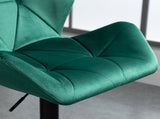 Bar Stools Set Of 2, Velvet-Touch Barstools with Metal Frame Footrest and Adjustable Height, Green T3398P328166