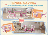 Height Adjustable Toddler Table and Chair Set, 3-Piece Children Activity Table w/ 2 Chairs for T3398P379033