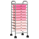 10-Drawer Mobile Storage Trolley Ombre Pink Plastic 320404