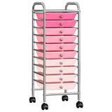 10-Drawer Mobile Storage Trolley Ombre Pink Plastic 320404
