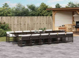 13 Piece Garden Dining Set with Cushions Brown Poly Rattan 3211665