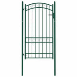 Fence Gate with Arched Top Steel 100x175 cm Green 146366