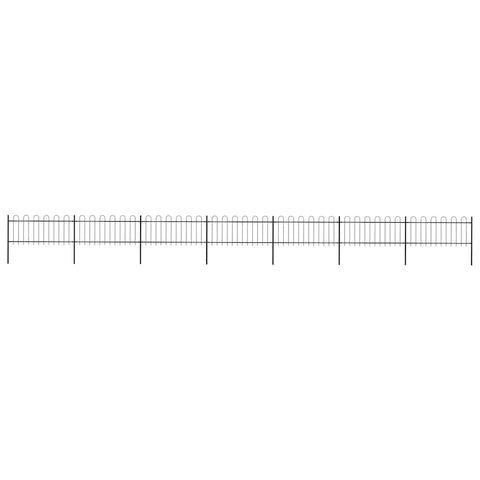Garden Fence with Hoop Top Steel 1248x80 cm Black 277653