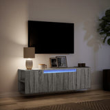 TV Wall Cabinet with LED Lights Grey Sonoma 135x31x39.5 cm 852388
