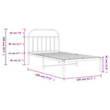 Bed Frame White Powder-Coated Steel Single Sturdy Bed Frame 353678