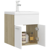 Sink Cabinet with Built-in Basin White and Sonoma Oak Engineered Wood 3071266