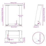 Coffee Table Legs U-Shaped 2 pcs White 30x cm Steel 4012737