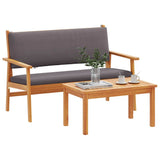 Garden Sofa Set with Cushion 2 pcs Brown Solid Acacia wood 4106583