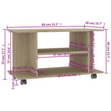TV Cabinet with Castors Sonoma Oak 80x40x45 cm Engineered Wood 800192