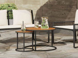 Coffee Table Set 2 pcs Natural and Black 55 x 55 x 45 cm 42026684
