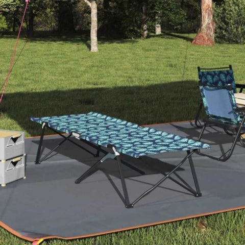 Folding Camping Bed Leaf pattern 206 x 76 x 74 cm Oxford fabric 42003167