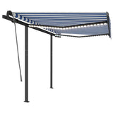 Manual Retractable Awning with LED 3x2.5 m Blue and White 3070101