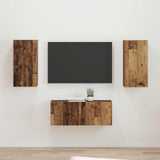 TV Cabinet Set Wall-mounted 2 pcs Old Wood Engineered Wood 3408968