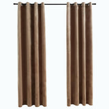 Blackout Curtains with Rings 2 pcs Velvet Beige 140x245 cm 134506