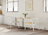 Dining Chair 2 pcs White and Natural Solid Rubber Wood 42020416