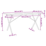 ZNTS Dining Table X-Frame 160x80x75.5 cm Solid Wood Pine and Steel 3282765