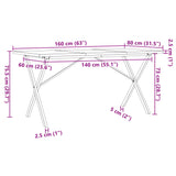 ZNTS Dining Table X-Frame 160x80x75.5 cm Solid Wood Pine and Steel 3282765