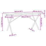 Dining Table X-Frame 160x80x75.5 cm Solid Wood Pine and Steel 3282765