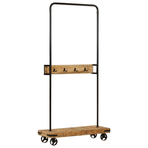 ZNTS Clothes Rack with Wheels 90x35x190 cm Solid Wood Mango and Iron 358580