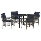 Garden Dining Set with Cushion 5 pcs Grey and Black Rattan 3380247