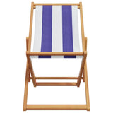 Folding Beach Chair Blue and White Solid Wood Eucalyptus and Fabric 366567