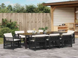 Garden Dining Set 9 pcs Black Powder-Coated Steel 3380648