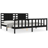 Bed Frame without Mattress Black 200x200 cm Solid Wood Pine 3192840