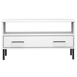 Coffee Table with Metal Legs White 85x50x45cm Solid Wood OSLO 351035