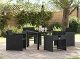 Garden Dining Set 5 pcs Black Poly Rattan 3380689