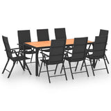 9 Piece Garden Dining Set Black and Brown 3060057
