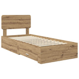 Bed Frame with Drawer Artisan Oak 100 x 200 cm Engineered Wood 3412417