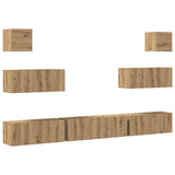 7 Piece TV Cabinet Set Wall-mounted Artisan Oak Engineered Wood 3329212