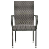 Dining Chair Set of 4 Grey PE rattan, powder-coated steel 310085