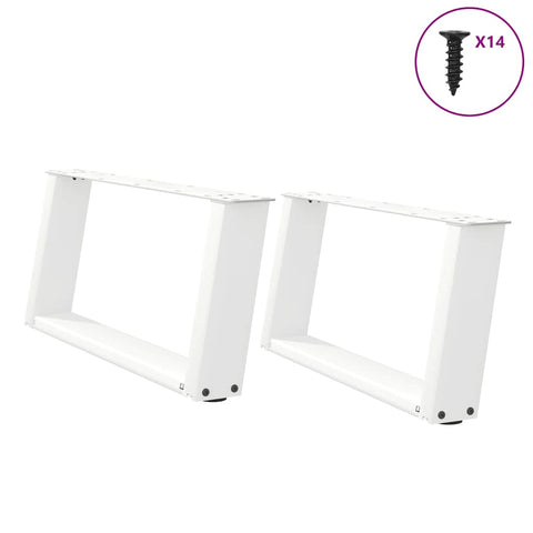 ZNTS Coffee Table Legs U-Shaped 2 pcs White 60x cm Steel 4012749