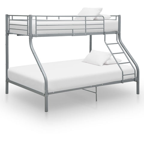 Bunk Bed Frame without Mattress Grey Metal 140x200 cm/90x200 cm 287904