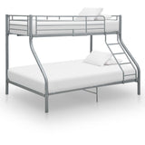 Bunk Bed Grey Powder-Coated Steel Twin and Full Durable 287904