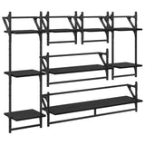 Wall Shelf Set 6 pcs Black Oak 100 x 25 x 30 cm Engineered Wood 882840