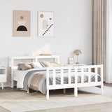 Bed Frame without Mattress White 150x200 cm King Size Solid Wood Pine 3305907