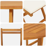 Bistro Set with Cushion 3 pcs Oil Natural Solid Acacia Wood 4105507