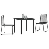 Garden Dining Set 3 pcs Black Powder-Coated Steel 3379387