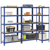 5-Layer Storage Shelves 3 pcs Blue Steel&Engineered Wood 3307606