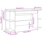 Desk with Shelf Artisan oak 140 x 50 x 75 cm Engineered wood 879648