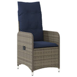 Reclining Garden Chairs 2 pcs with Table Grey Poly Rattan 365694