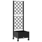 Garden Planter with Trellis&Wheels Black 40 x 40 x 131.5 cm PP 3422915