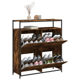 Shoe Cabinet with 4 Flip-Drawers Smoked Oak 100x34x112 cm 3214415
