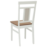Dining Chair 2 pcs White and Natural Solid Rubber Wood 42020506